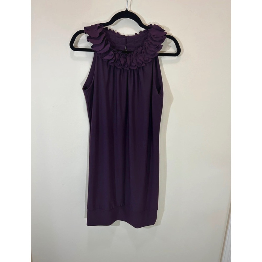 Periwinkle Ruffle Neck Sleeveless Dress 6P Purple